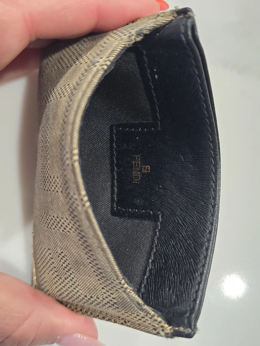 Fendi Vintage Zucca Monogram Leather Slim Card Holder Wallet